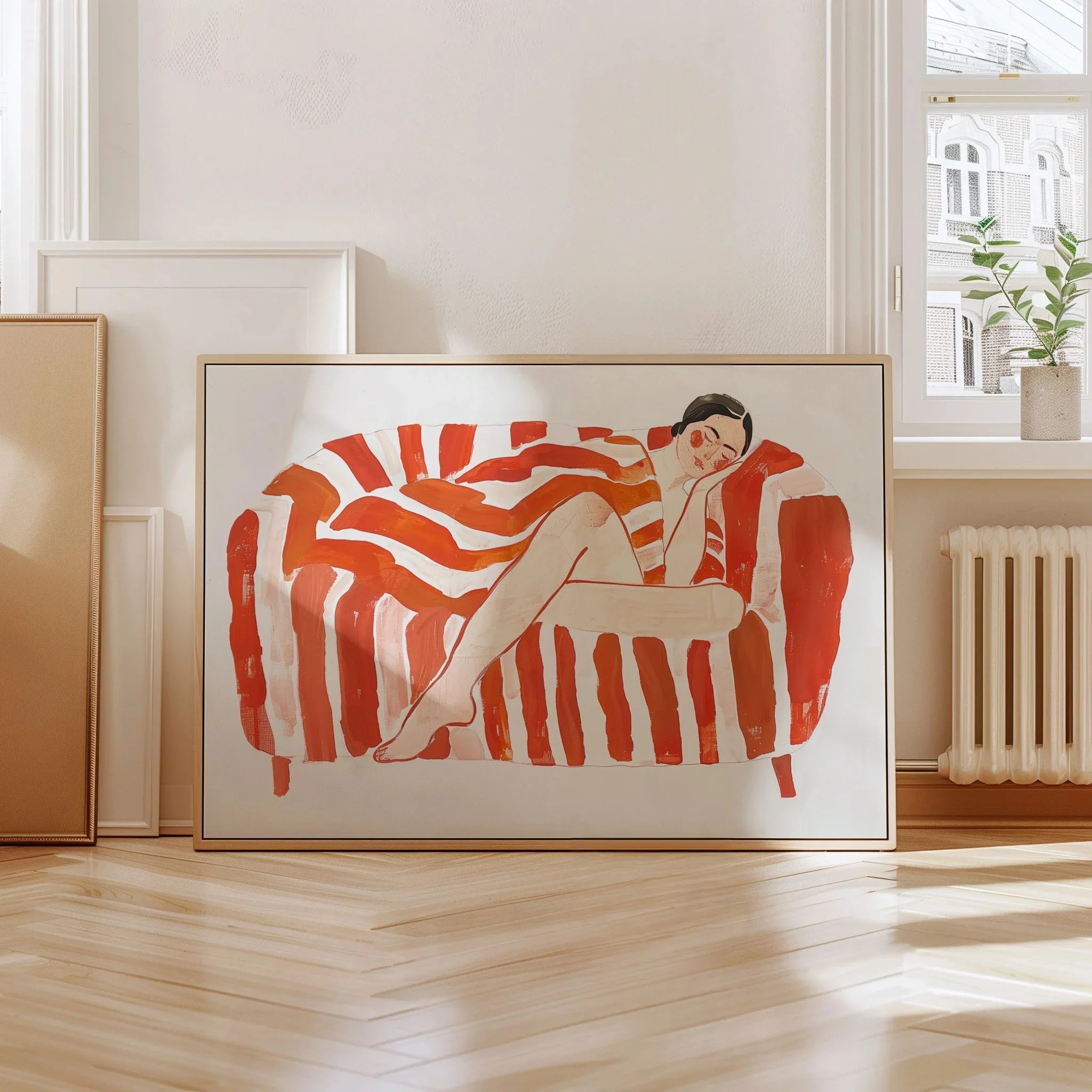 Abstract Woman Reading Coffee Canvas Wall Art