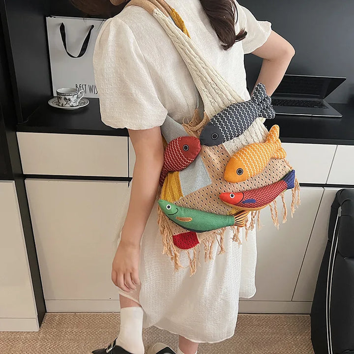 Cute Fish Knitted Tote Bag