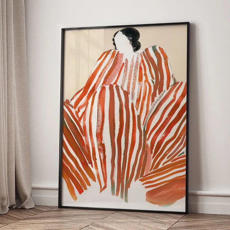 Red Striped Girl Hat Canvas Wall Art