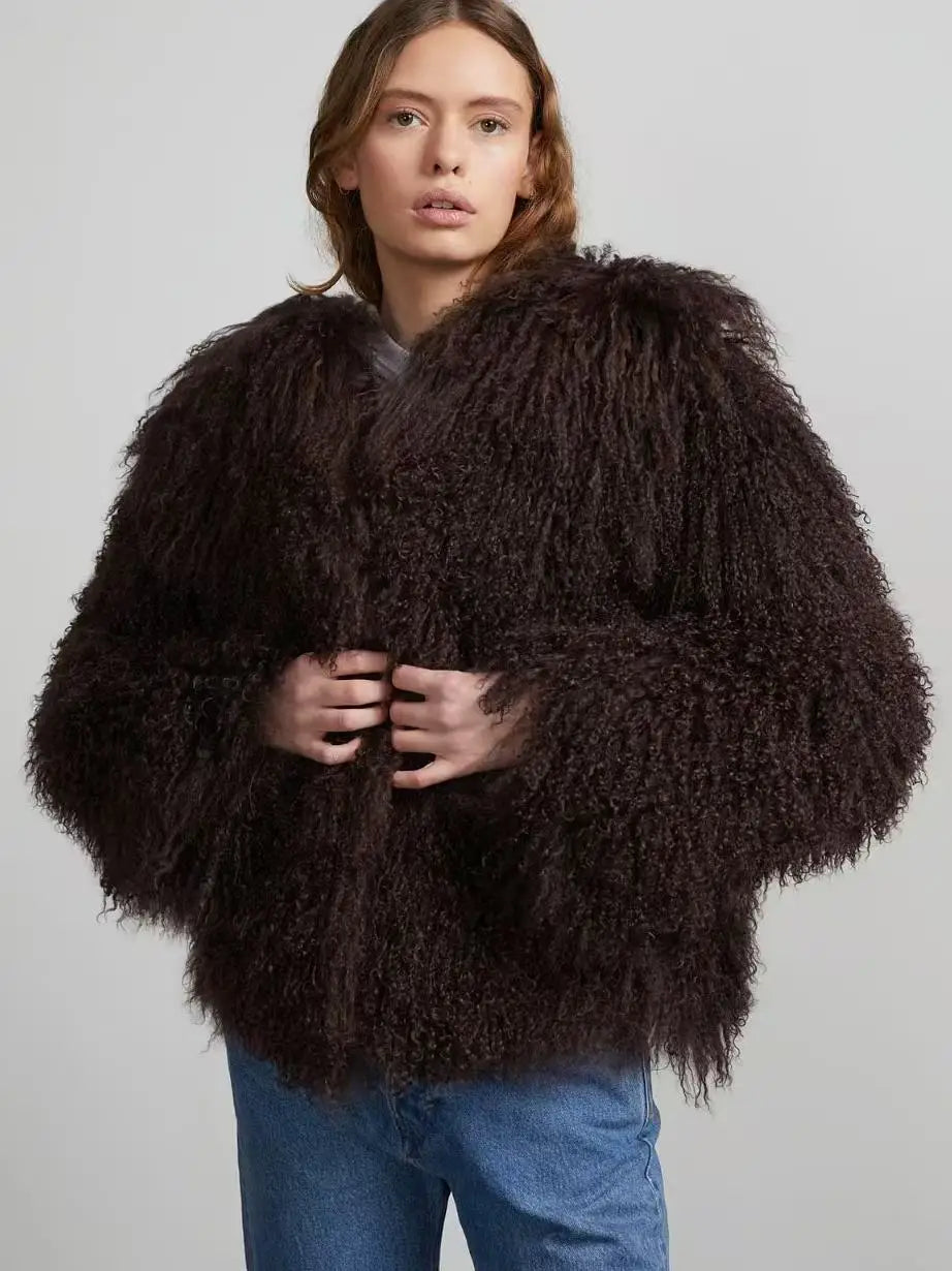 Luxury Mongolian Fur Thick Winter Coat