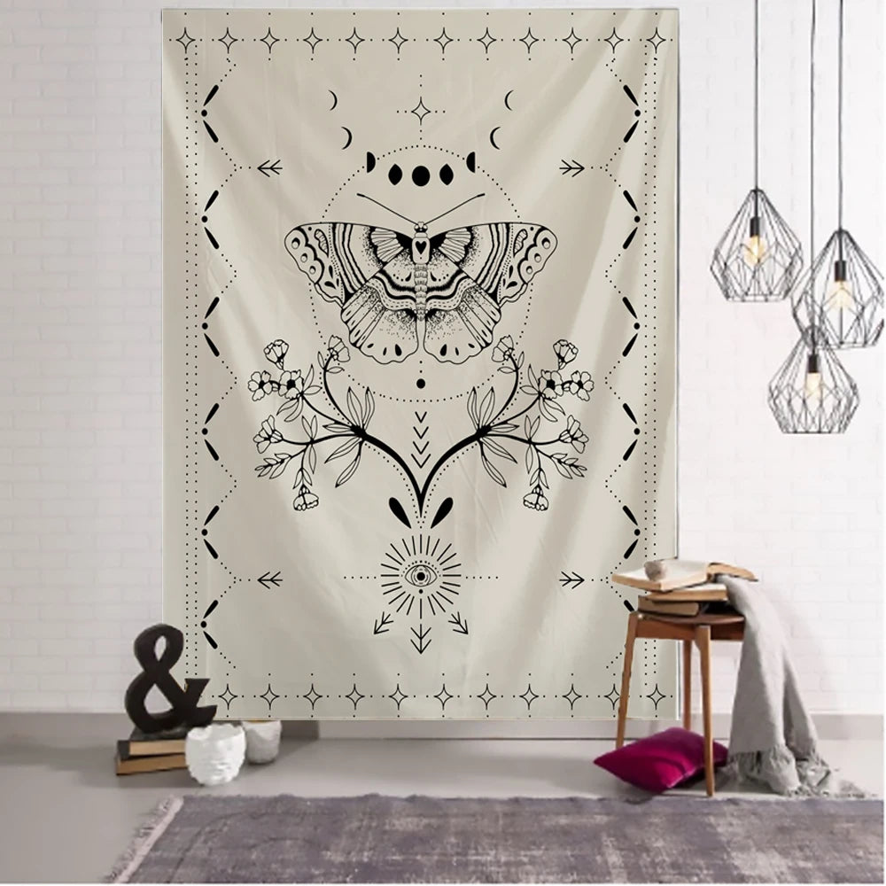 Mushroom Sun Moon Stars Psychedelic Tapestry