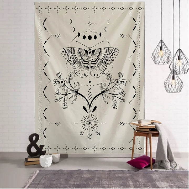 Mushroom Sun Moon Stars Psychedelic Tapestry