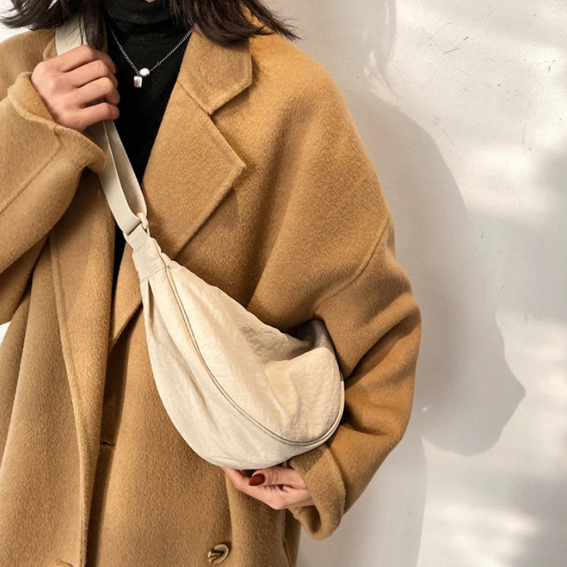 Solid Color Nylon Crossbody Shoulder Bag