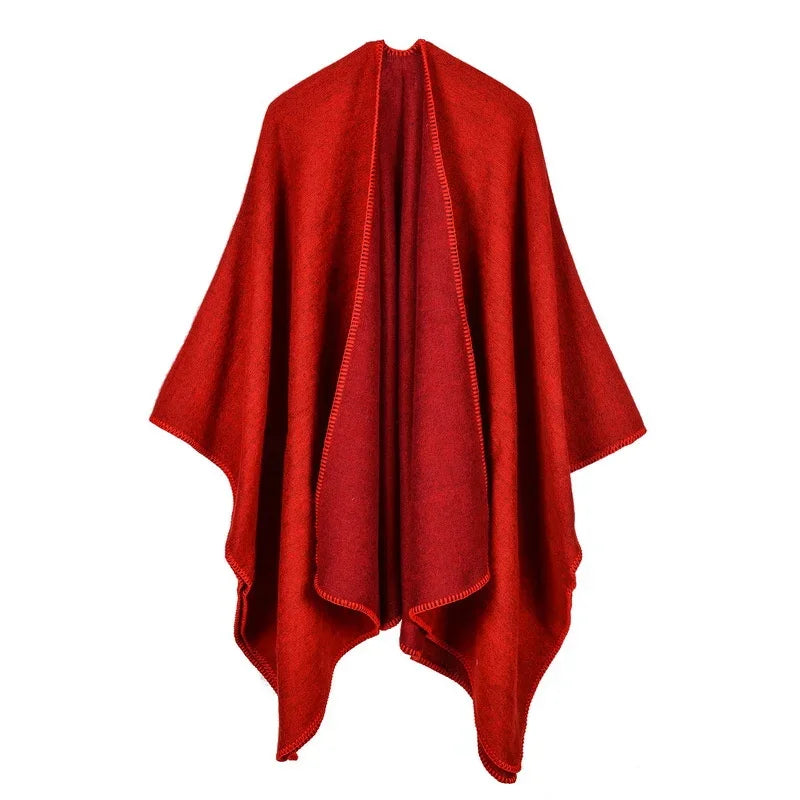 Winter Imitation Cashmere Poncho Cape Wrap