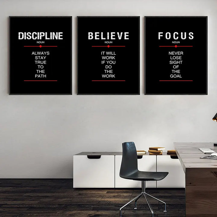 Modern Black Discipline Quote Canvas Print