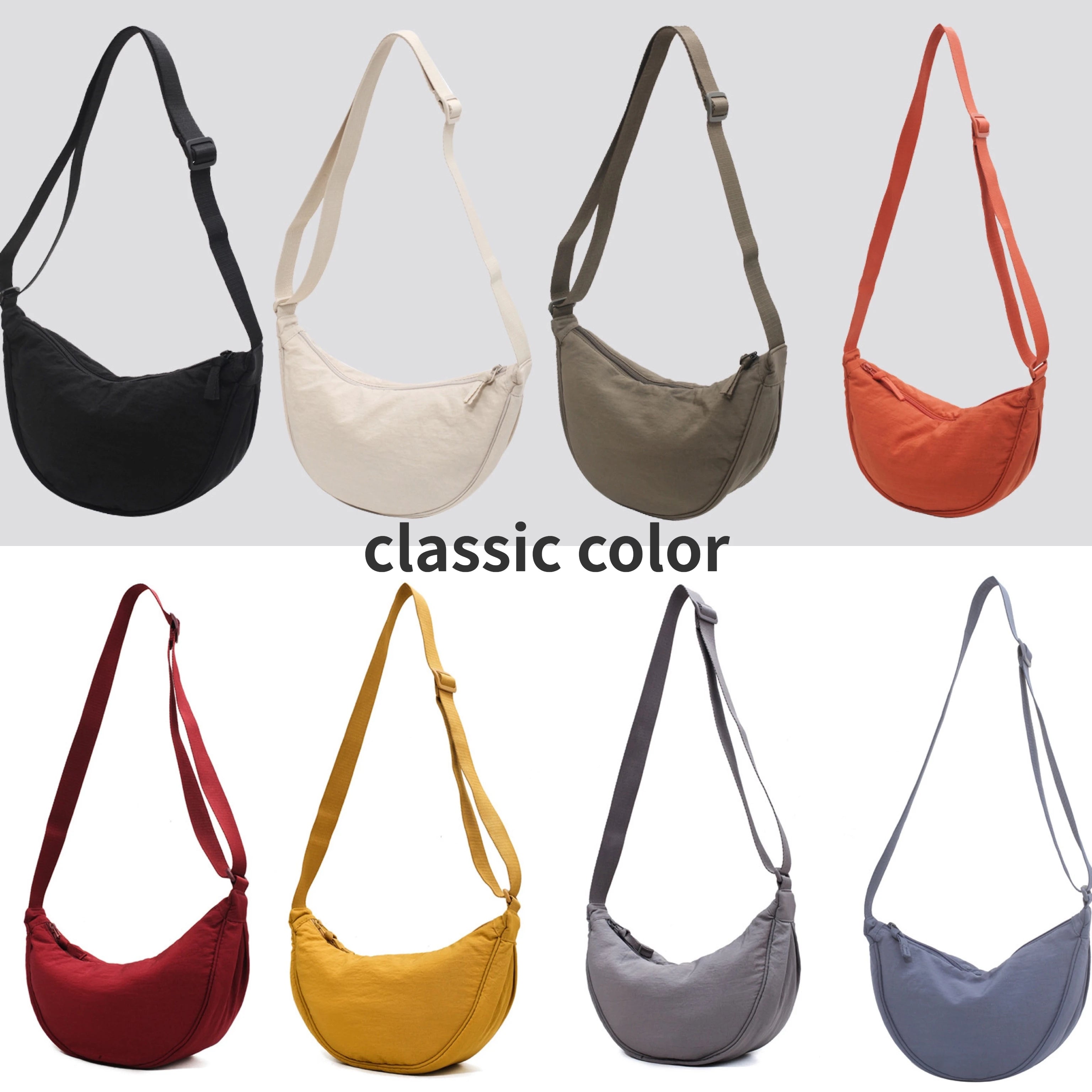 Solid Color Nylon Crossbody Shoulder Bag