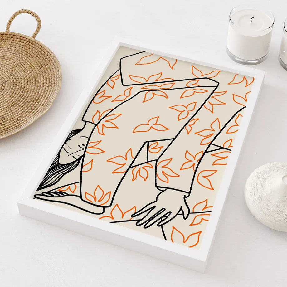 Abstract Figure Line Girl Canvas Wall Art