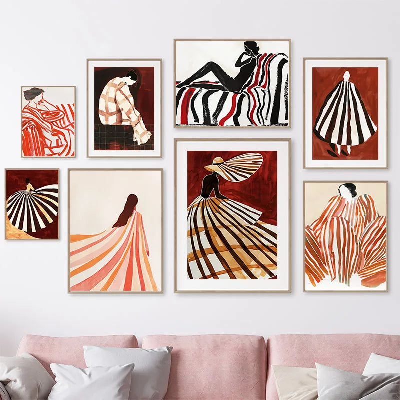 Red Striped Girl Hat Canvas Wall Art
