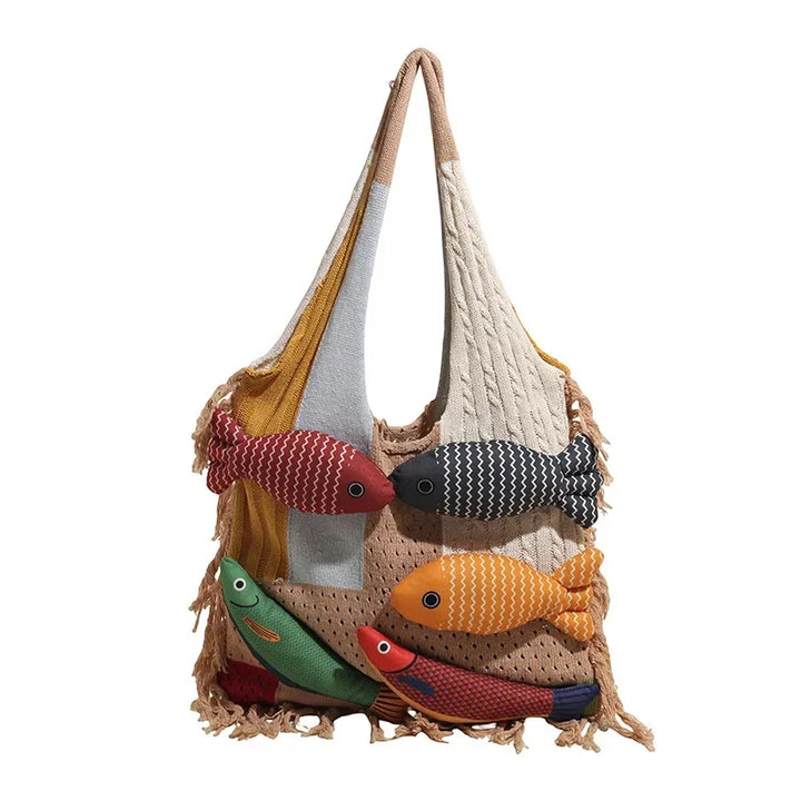 Cute Fish Knitted Tote Bag