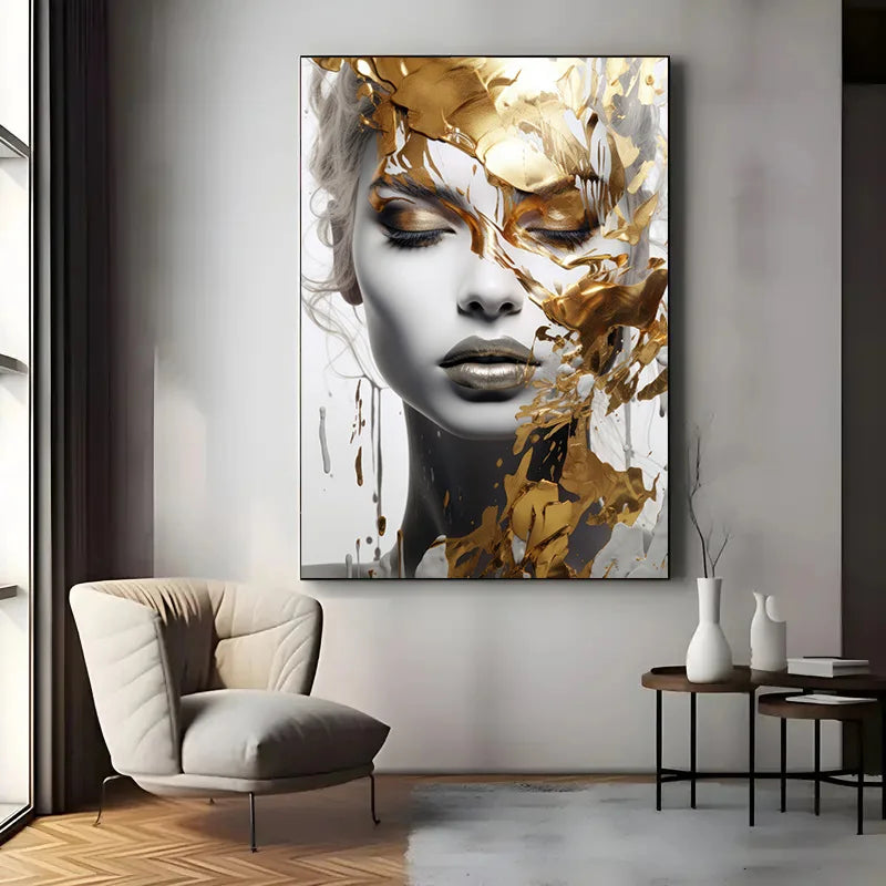 Modern Abstract Woman Face Canvas Art Poster