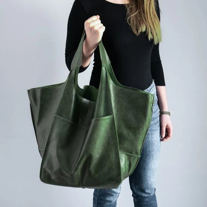 Luxury Retro Metal-Look PU Leather Tote Bag