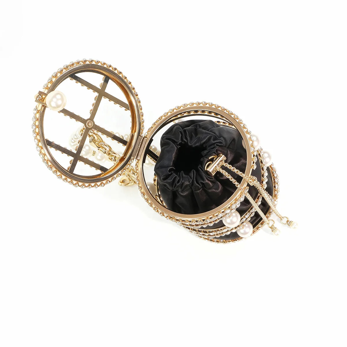 Luxury Gold Beaded Bucket Clutch