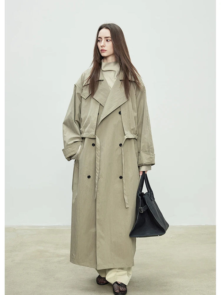 Oversized Double Breasted Khaki Trench Coat