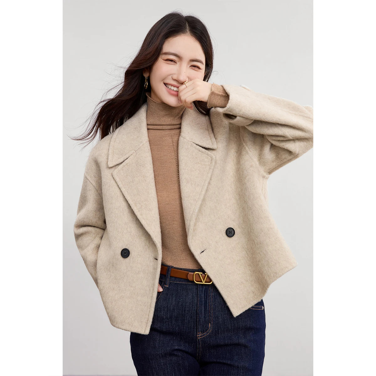 British Wool Blend Double-Breasted Jacket