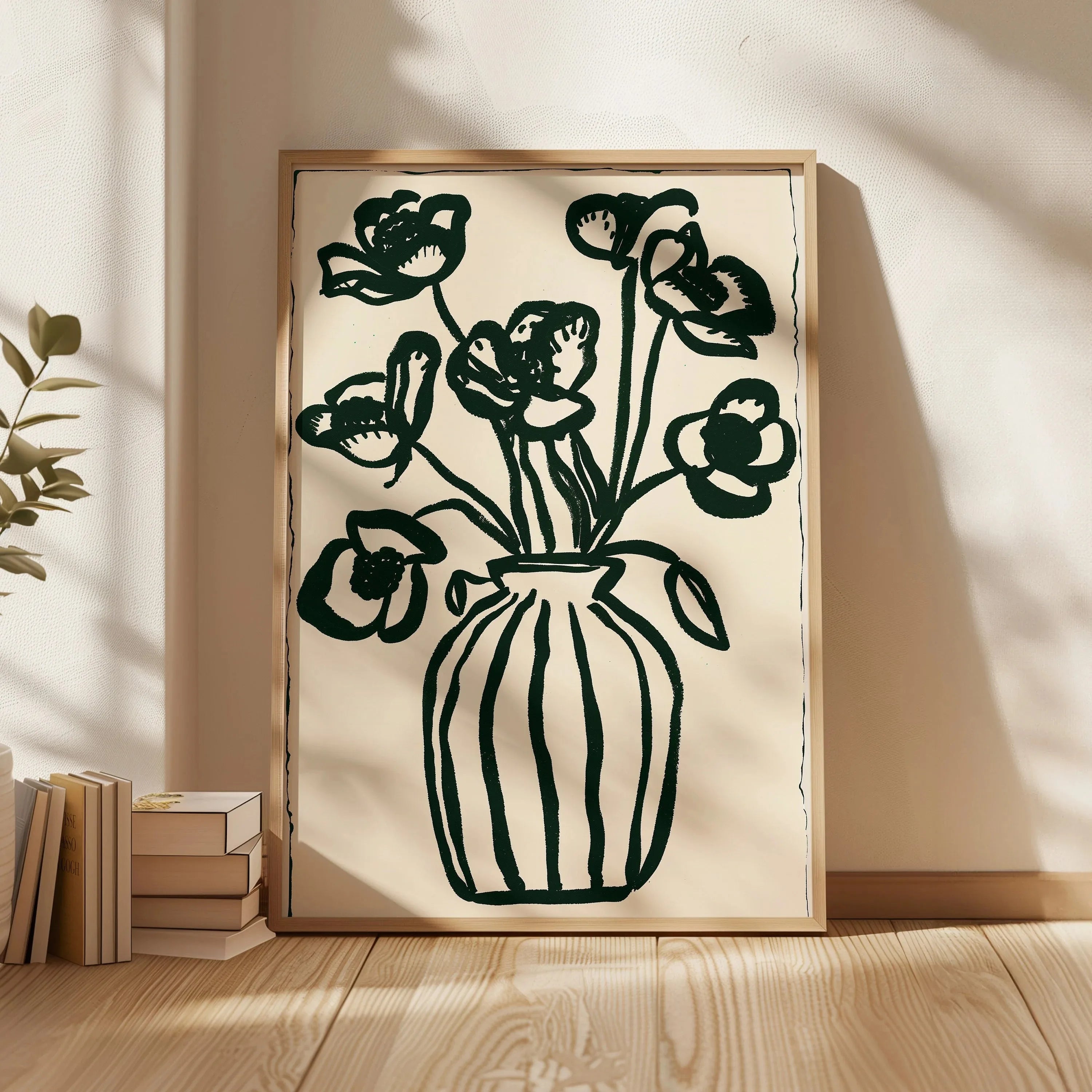 Abstract Woman Reading Coffee Canvas Wall Art