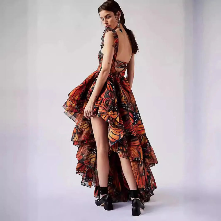 Floral Print Sleeveless Chiffon Midi Dress