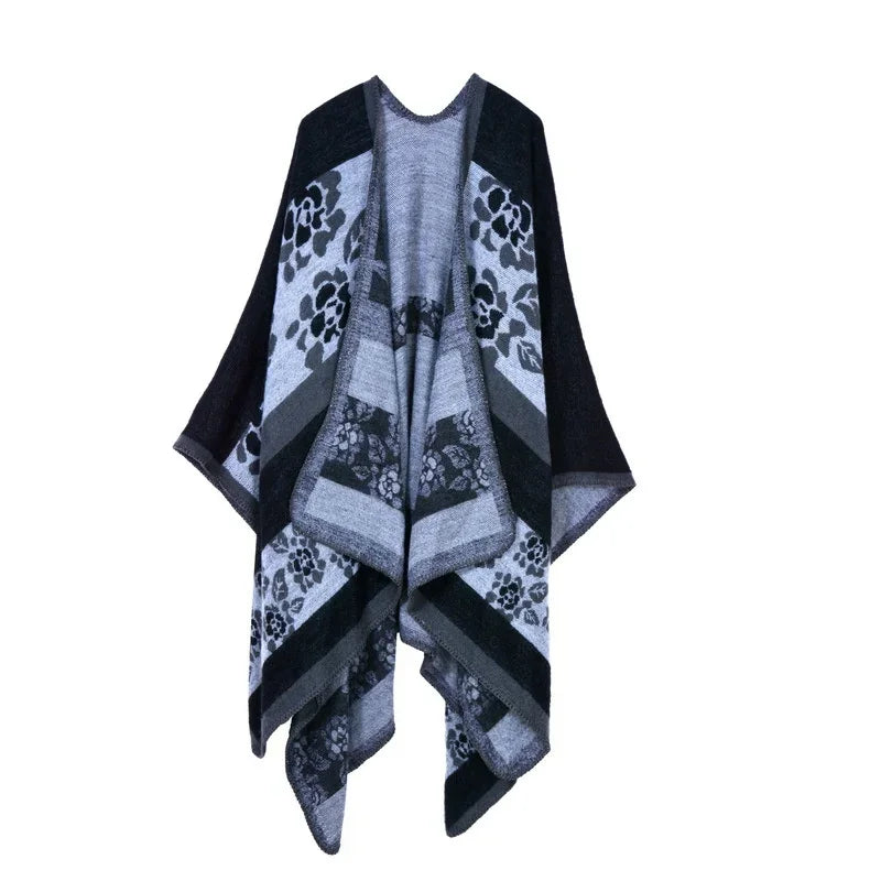 Winter Imitation Cashmere Poncho Cape Wrap