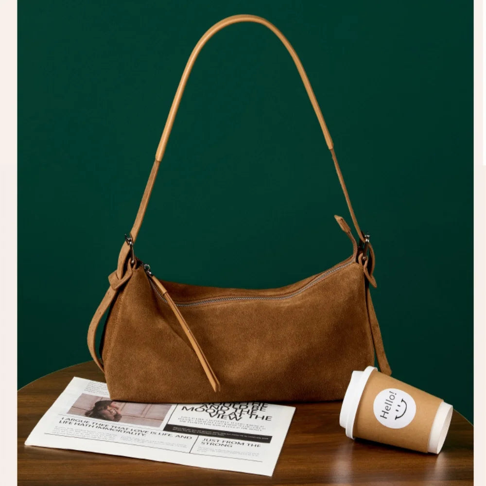 High-End Suede Leather Crossbody Shoulder Bag