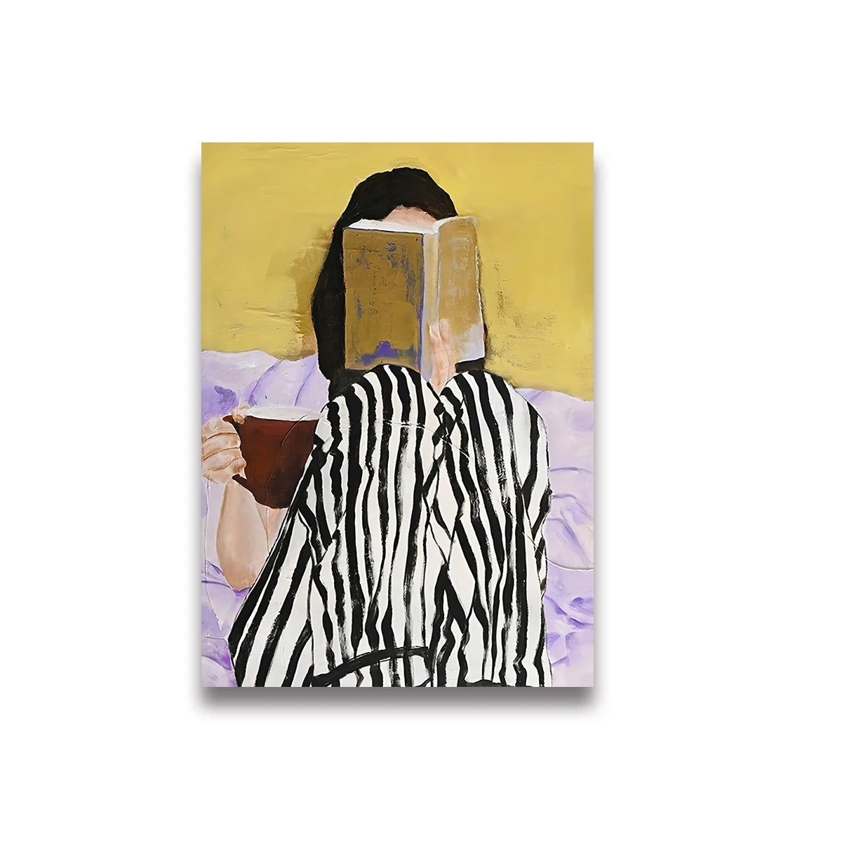 Abstract Woman Reading Coffee Canvas Wall Art