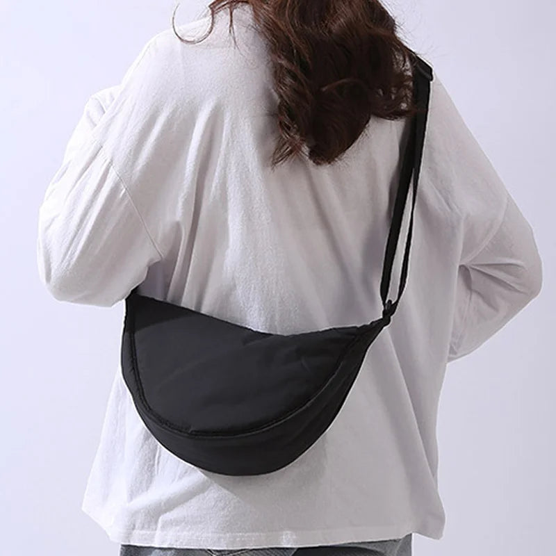 Solid Color Nylon Crossbody Shoulder Bag