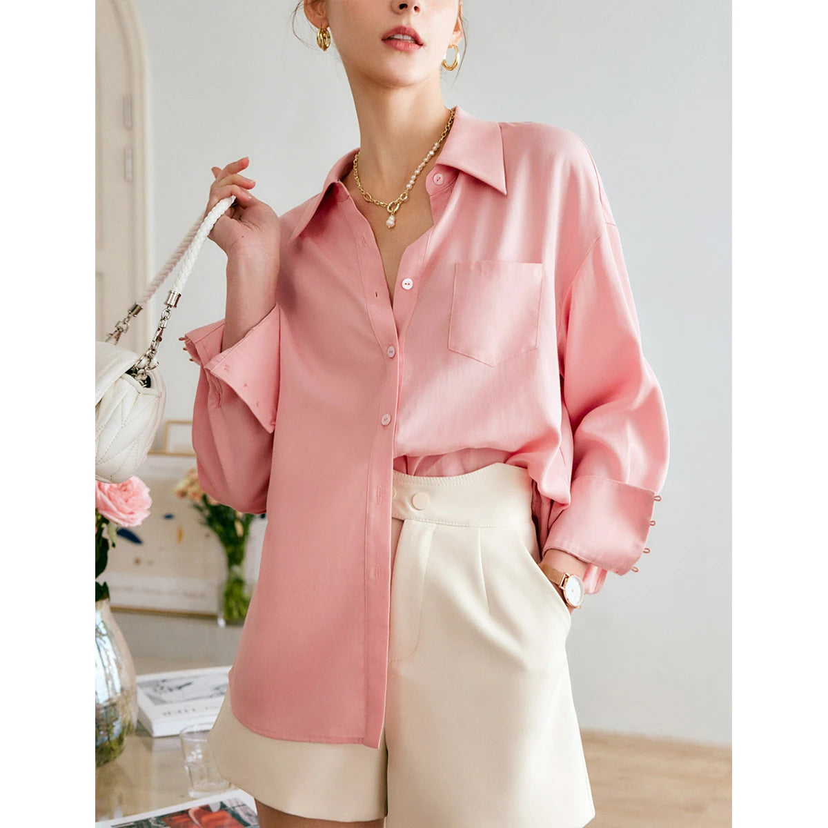Women’s French Style White Long Sleeve Blouse