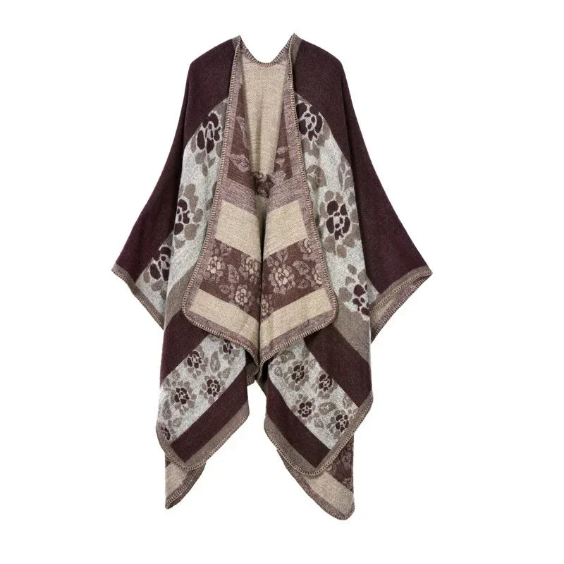 Winter Imitation Cashmere Poncho Cape Wrap