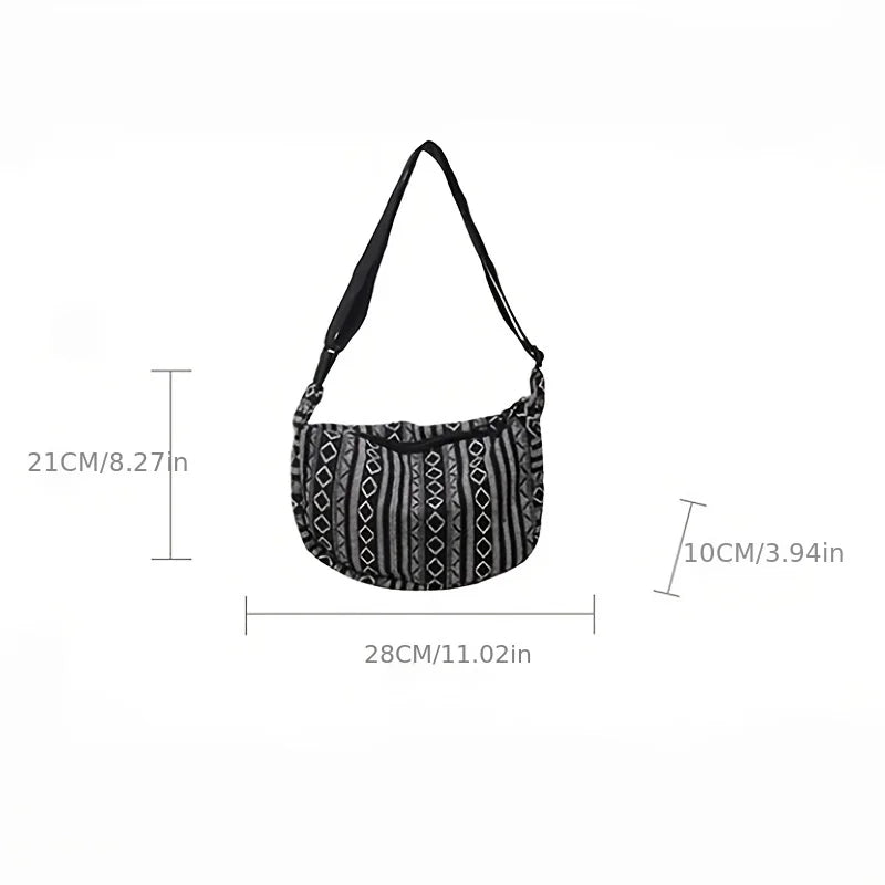 Tribal Striped Canvas Crossbody Bag