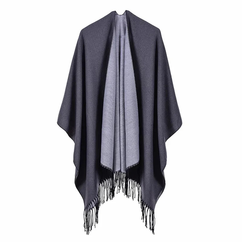 Winter Imitation Cashmere Poncho Cape Wrap