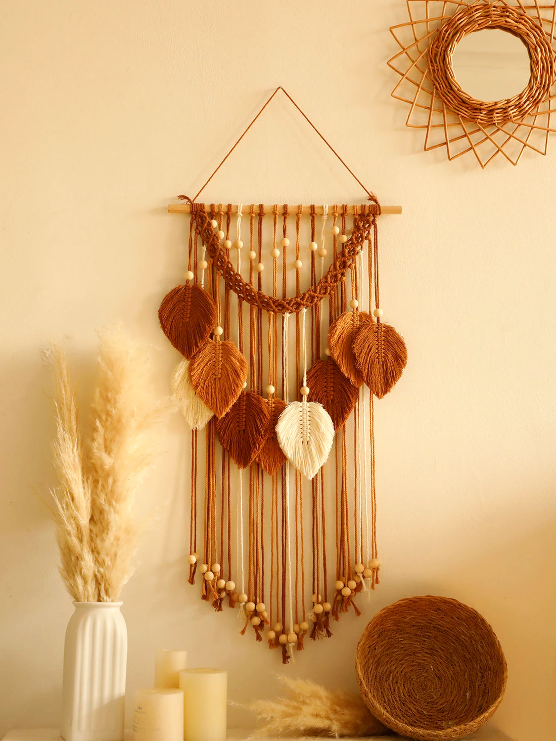 Multicolor Leaves Macrame Wall Hanging