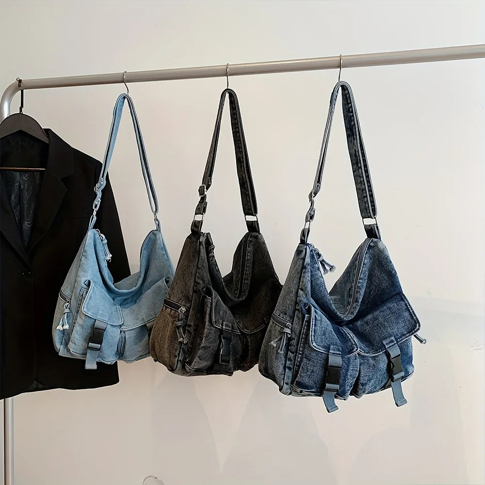 Women Large Capacity Denim Shoulder Crossbody Bag