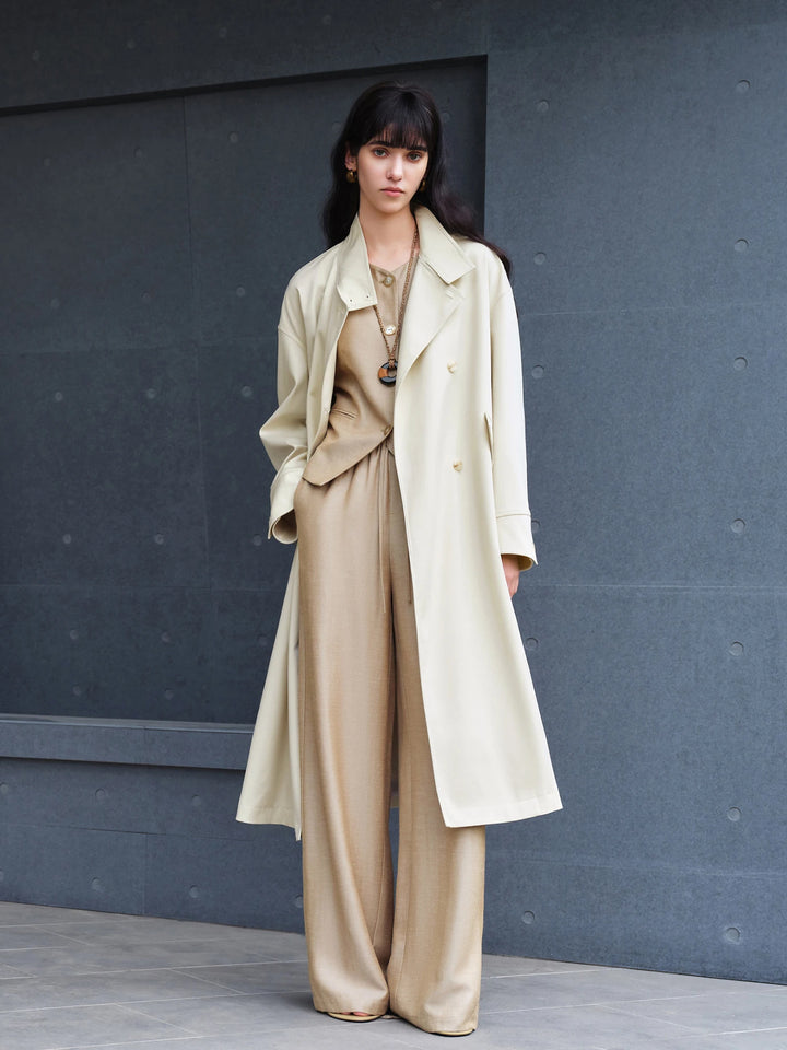 Double Breasted Long Trench Coat