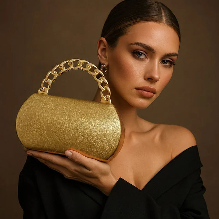 Luxury Gold Buckle Half Moon Evening Clutch