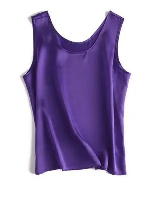 Women’s 100% Mulberry Silk O-Neck Sleeveless Tank Top