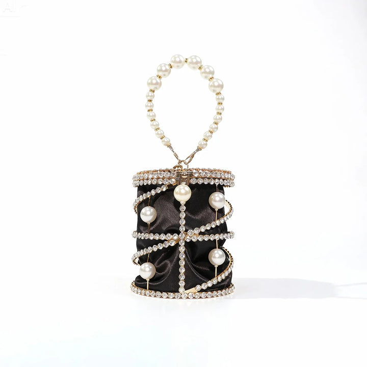 Luxury Gold Beaded Bucket Clutch