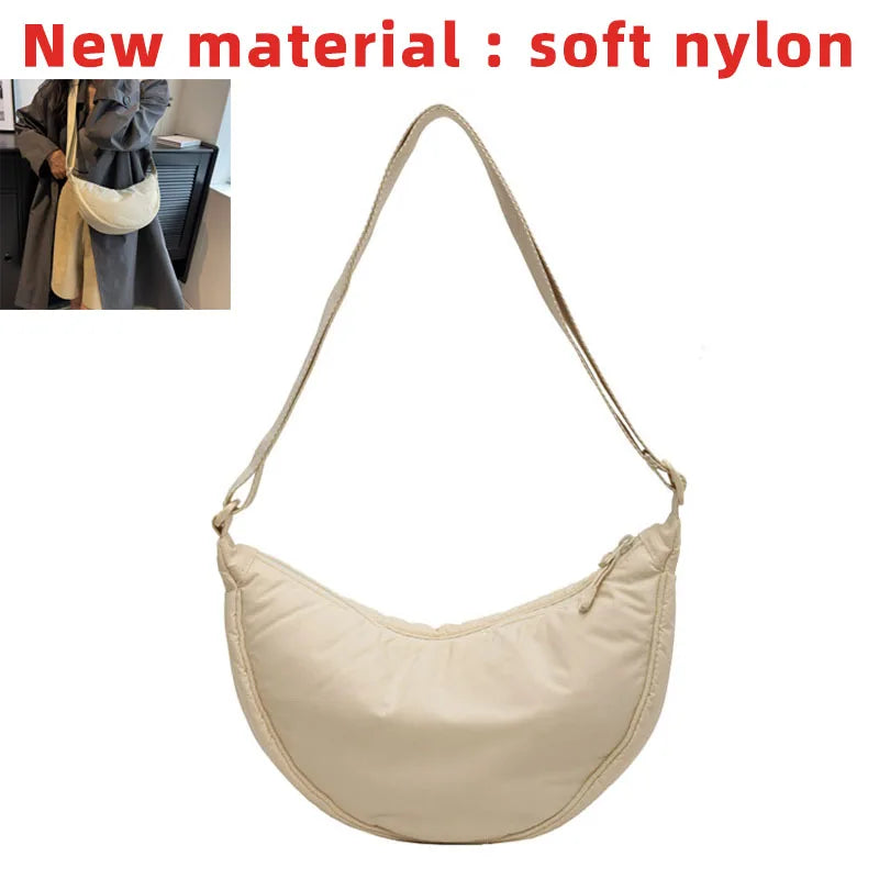 Solid Color Nylon Crossbody Shoulder Bag