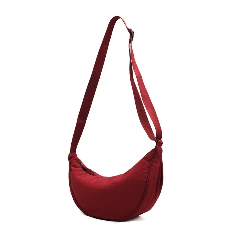 Solid Color Nylon Crossbody Shoulder Bag