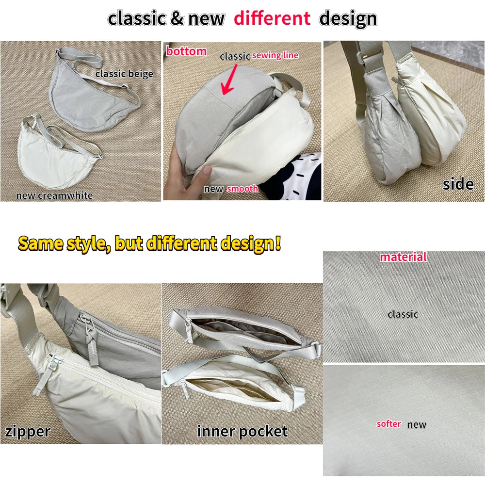 Solid Color Nylon Crossbody Shoulder Bag