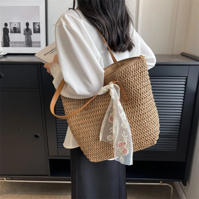 Summer Large Capacity Woven Straw Tote Bag