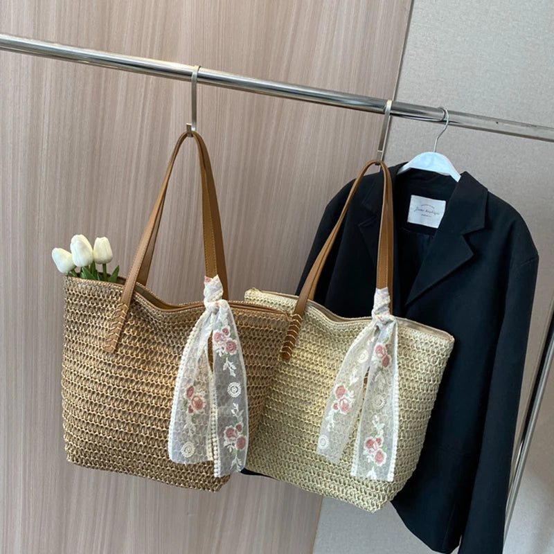 Summer Large Capacity Woven Straw Tote Bag