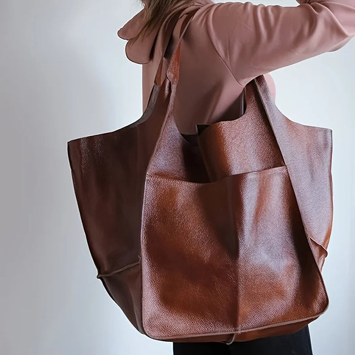Retro Minimalist PU Leather Tote Bag