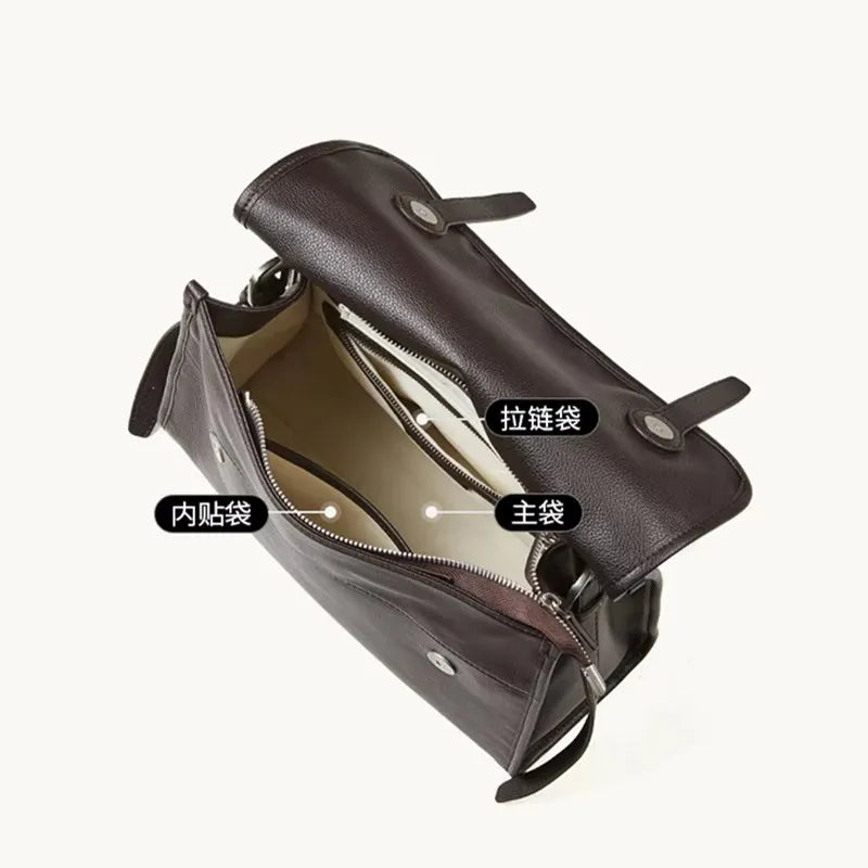 Genuine Cow Leather Satchel Shoulder Bag