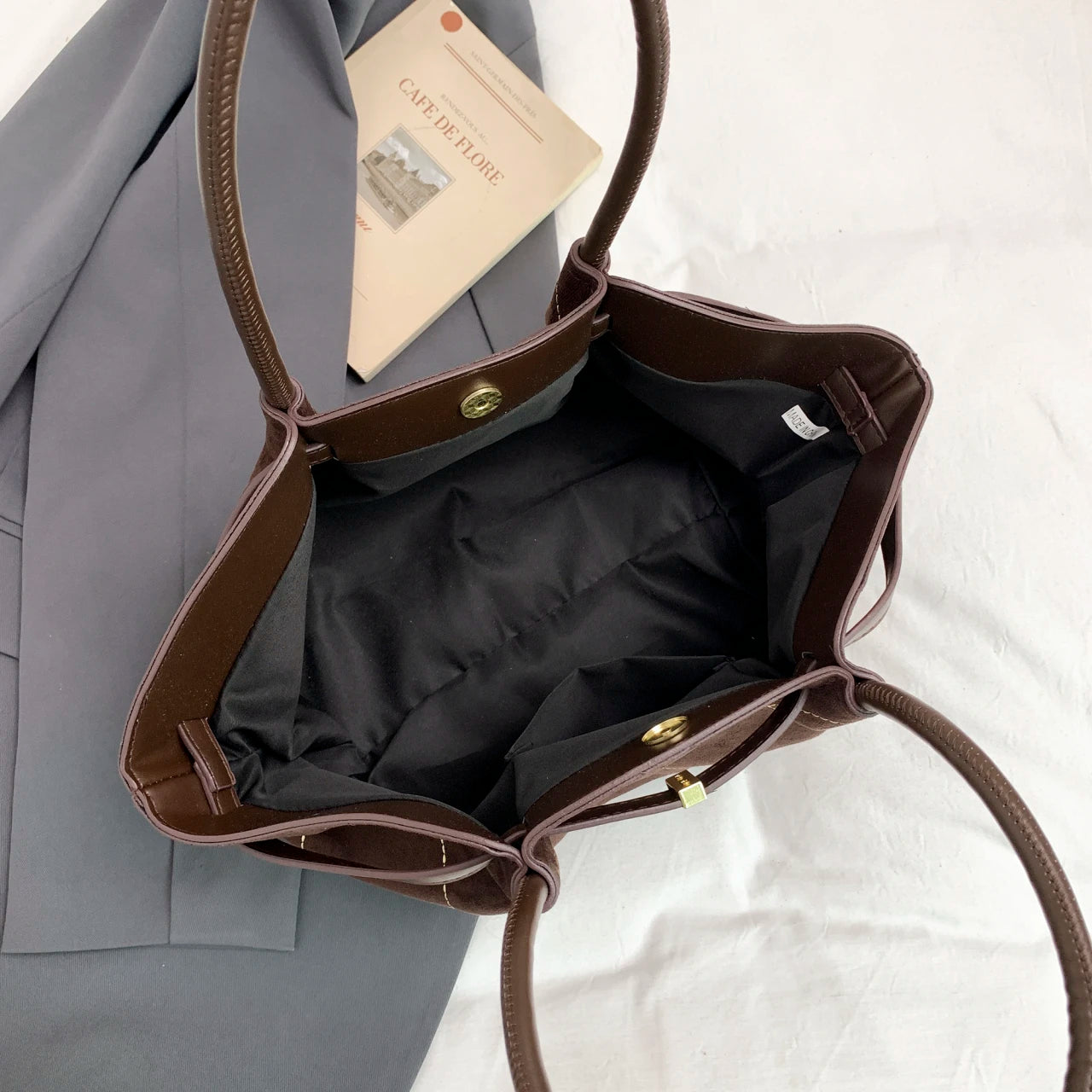 Faux Suede Shoulder Bag