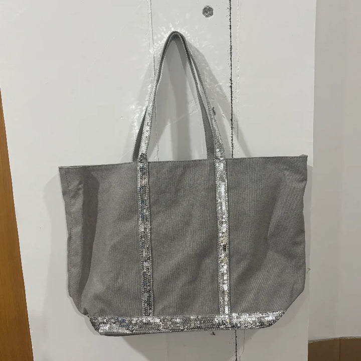 Retro Sequin Canvas Tote Bag