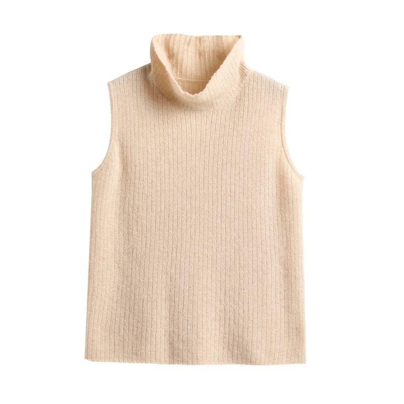 100% pure cashmere pullover vest autumn/winter new women's vest casual solid color knitted sleeveless sweater high neck Tops