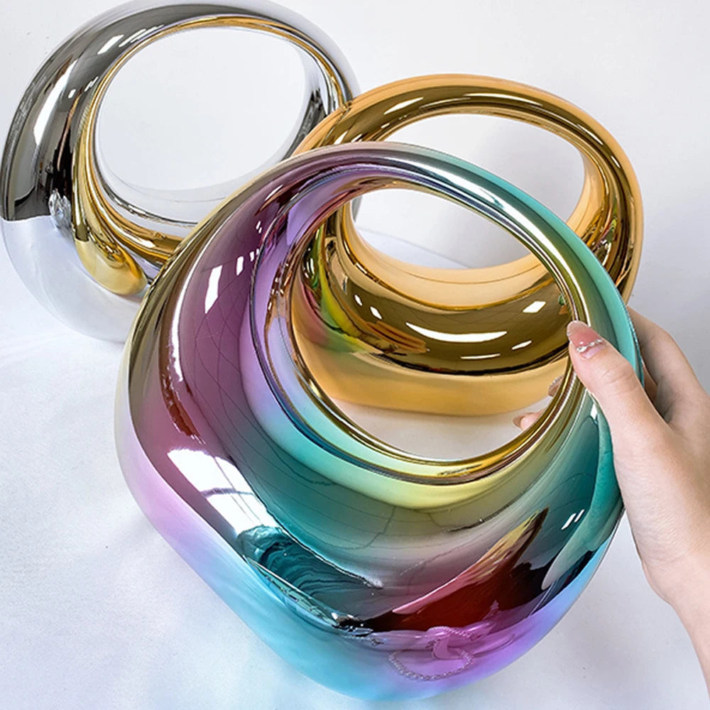 Golden Acrylic Half Moon Hobo Bag