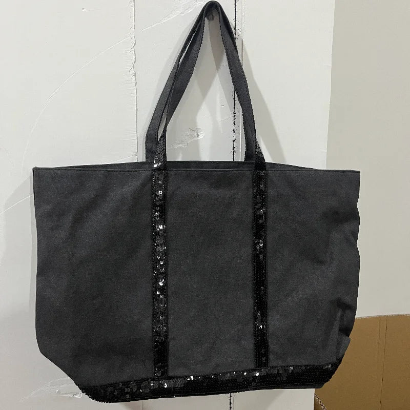 Retro Sequin Canvas Tote Bag