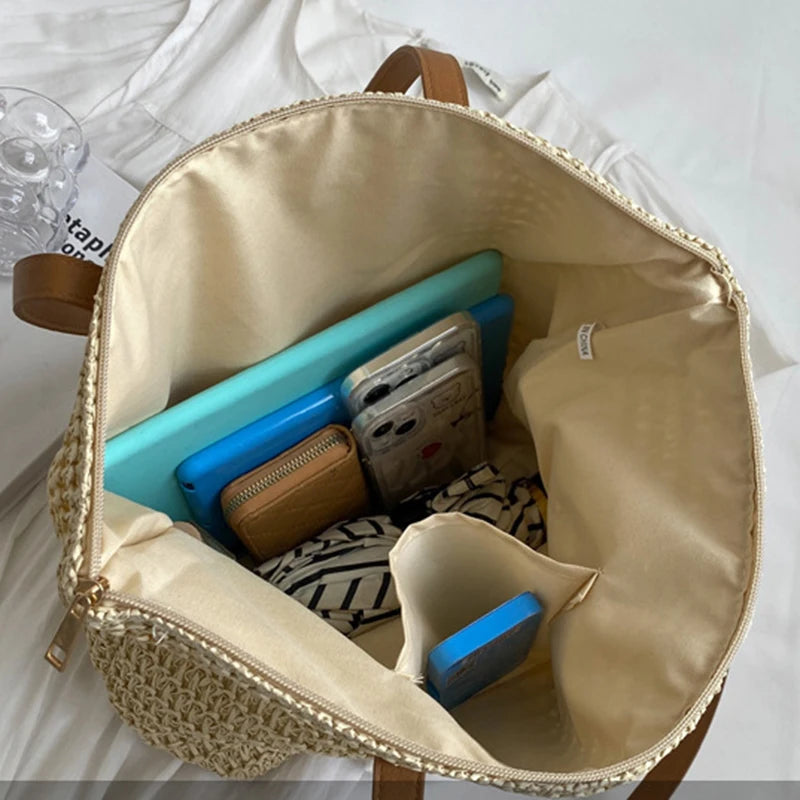 Summer Large Capacity Woven Straw Tote Bag