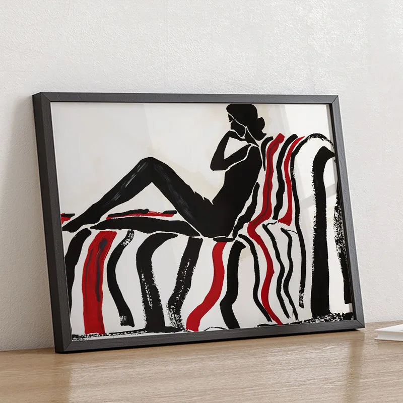 Red Striped Girl Hat Canvas Wall Art