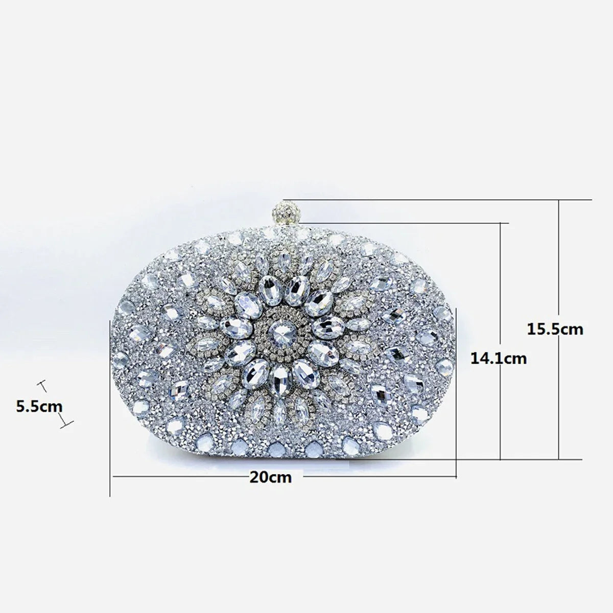 Glitter Blue Rhinestone Sunflower Evening Bag