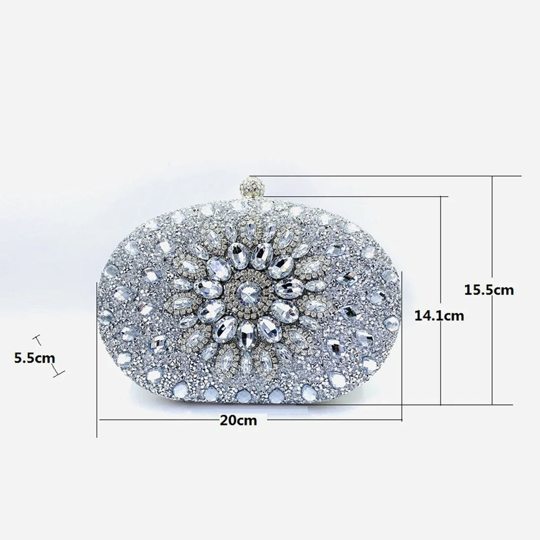 Glitter Blue Rhinestone Sunflower Evening Bag
